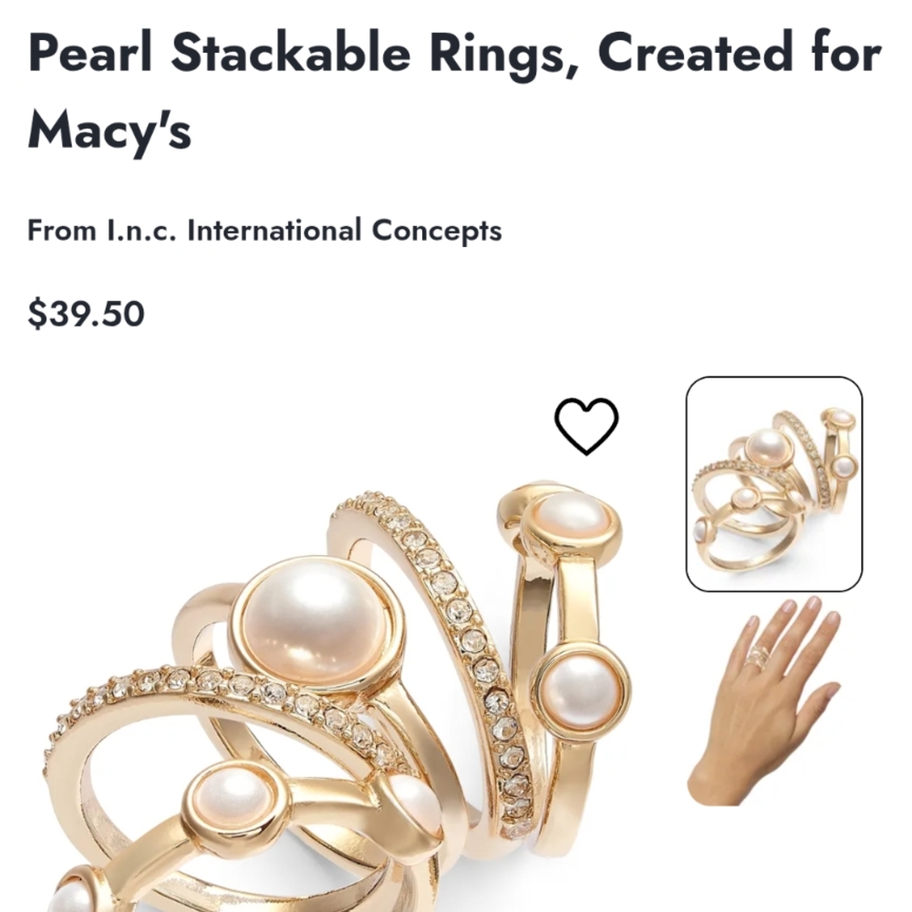 INC International Concepts Gold and Cream Stackable Pearl Rings